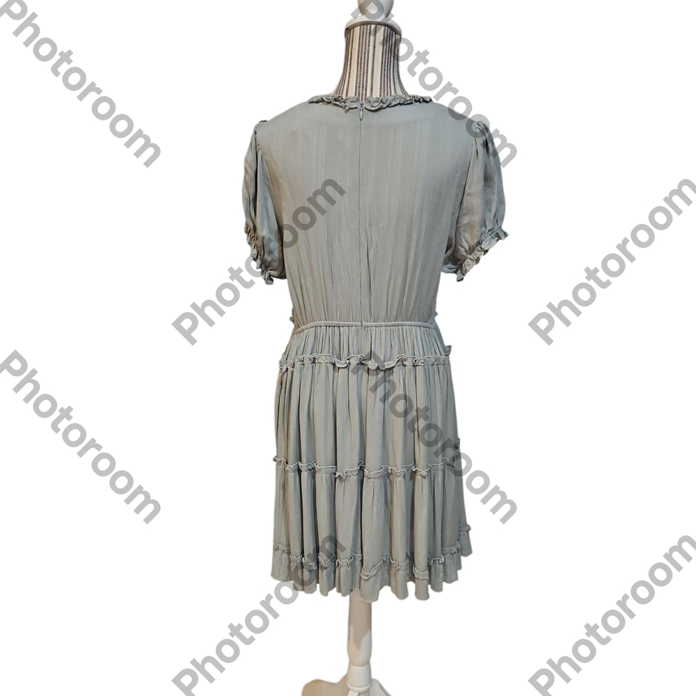 Justify Woman Green Women's Tiered Ruffles Fit&Flare Crinkle Mini Dress Size XL - Picture 8 of 14